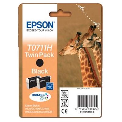 Tusze Oryginalne Epson T0711 (C13T0711H4010) (Czarne) (dwupak)